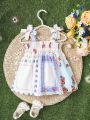 Baby Girls' Vintage Floral Print Cute Sleeveless Dress For Summer