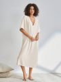 SHEIN Leisure Solid Color Side Slit Homewear Maxi Dress