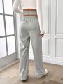 SHEIN Essnce Crossover Elastic Waist Solid Color Trousers