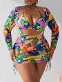 SHEIN Swim Vcay Plus Size Flower Printed Bikini Set