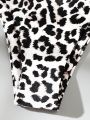 SHEIN Swim Summer Beach Leopard High Cut Bikini Panty