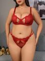 Plus Size Hollow Out Perspective Lace Sexy Lingerie Set (Wedding Season)