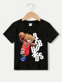 Toddler Boys' Bear & Letter Printed Short Sleeve Round Neck T-Shirt