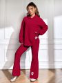 SHEIN Qutie Women's Hoodie & Pants Set With Letter Patches