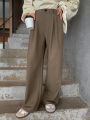 FriFul Solid High Waist Wide Leg Suit Pants