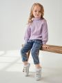 SHEIN Toddler Girls Funnel Neck Cable Knit Sweater