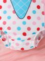 Baby Girls' Ice Cream Printed Bodysuit With Ruffle Details