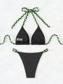SHEIN Swim Vcay Ladies' Two-Piece Halter Neck Bikini Swimsuit Set