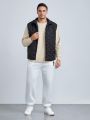 SHEIN Extended Sizes Men Plus Zip Up Quilted Vest Coat