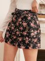 SHEIN Frenchy Women's Flower Print Belted Shorts