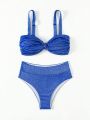 SHEIN Swim Chicsea Women'S Back Closure Ruffle Bikini Set
