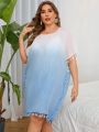 SHEIN Swim Vcay Plus Size Women'S Fringe Design Gradient Colored Cover Up Dress