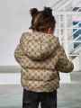 SHEIN Baby Girl 1pc Graphic Print Hooded Puffer Coat