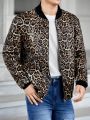 SHEIN Men Leopard Print Zip Up Bomber Jacket