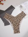 9pack Leopard Print Scallop Trim No Show Comfortable Panty