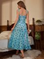 Women's Heart Printed High Slit Cami Sleep Dress
