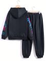 SHEIN Kids HYPEME Tween Boy Cartoon Graphic Hoodie & Sweatpants