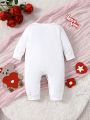 Baby Girls' Valentine'S Day Simple Text Print Casual Comfortable Jumpsuit