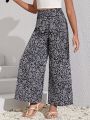 SHEIN Kids Cooltwn Girls Ditsy Floral Print Wide Leg Pants