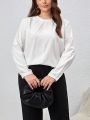 SHEIN Privé Plus Size Solid Color Round Neck Shirt