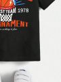 Little Boys' Letter & Basketball Pattern Short Sleeve T-Shirt