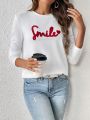 SHEIN Frenchy Letter Graphic Round Neck Tee