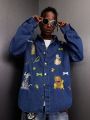 Men's Cartoon Pattern Denim Shirt