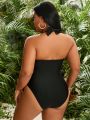 SHEIN Swim SXY Plus Size Mesh Patchwork One-Piece Swimsuit