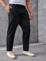 SHEIN Extended Sizes Men's Large Size Color Blocked Waist Casual Suit Trousers