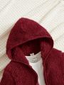 SHEIN Baby Boys Zip Up Hooded Teddy Jacket