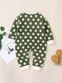 Baby Girls' Polka Dot Pattern Button-up Cardigan Jumpsuit