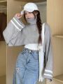 Dazy Star Striped Turtleneck Loose Fit Casual Sweater