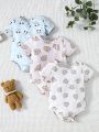 Baby Boys' Fashionable Artistic Design Casual Cute Printed Comfortable Romper Set, 3pcs