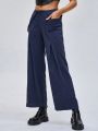 KADRDN High Waist Fold Pleated Detail Straight Leg Pants