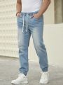 Men's Drawstring Elastic Hem Jeans