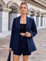 Anewsta Women's Shawl Collar Long Sleeve Blazer And Shorts Set