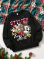 Teen Girl 1pc Letter & Cartoon Graphic Drop Shoulder Sweatshirt