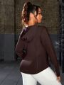 Plus Size Women's Thumb Hole Zip Up Sports Jacket