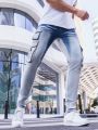 Slim Fit Jeans With Gradient Color Design, Flip Pocket Detail