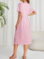 Women's Nightdress With Flower And Word Pattern