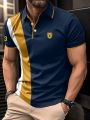 Manfinity Men's Plus Size Color Block Casual Polo Shirt