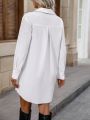 SHEIN LUNE Spring White Shirt Style Women's Workwear Dress