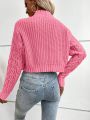 SHEIN Frenchy Solid Color Cable Knit Crop Sweater