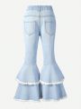 Tween Girl Raw Trim Flare Leg Jeans