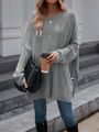 SHEIN LUNE Solid Drop Shoulder Oversized Sweater