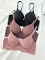 3pack Contrast Lace Underwire Bra