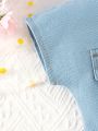 Baby Girl Flap Pocket Button Front Denim Jumpsuit
