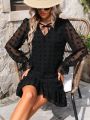 Women'S Off Shoulder Long Sleeve Ruffle Dress