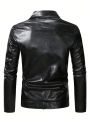 Men Zip Up PU Leather Jacket