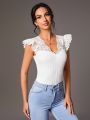 SHEIN Tall Women's Lace Patchwork Flying Sleeve T-Shirt